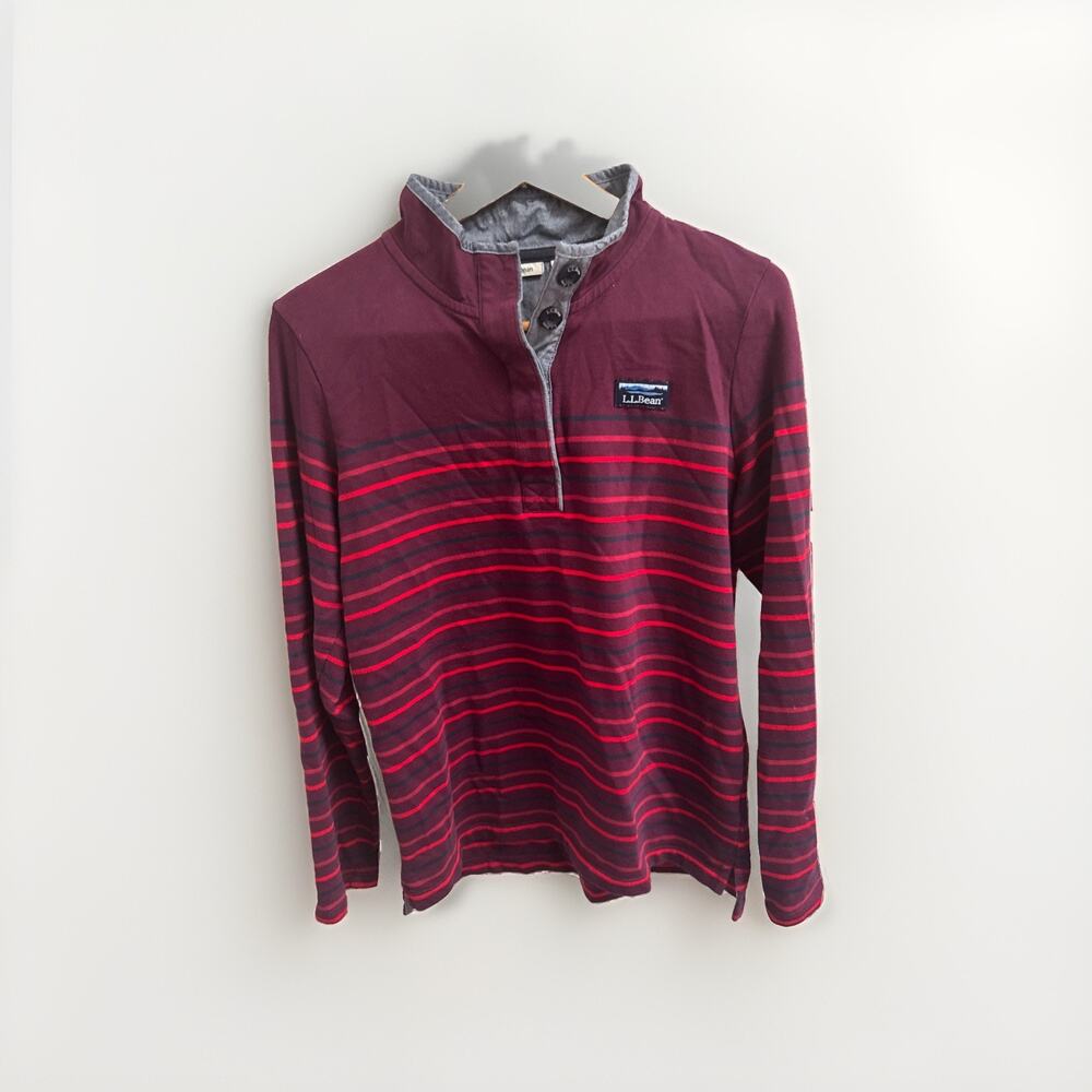 L.L. Bean Striped Half Button Cotton Rugby Shirt Size M